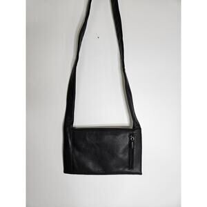 Nine West Black Leather Flat Wallet Shoulder Bag Quiet Luxury Minimalist